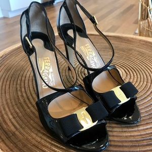 SalvatoreFerragamo sandals in patent black leather